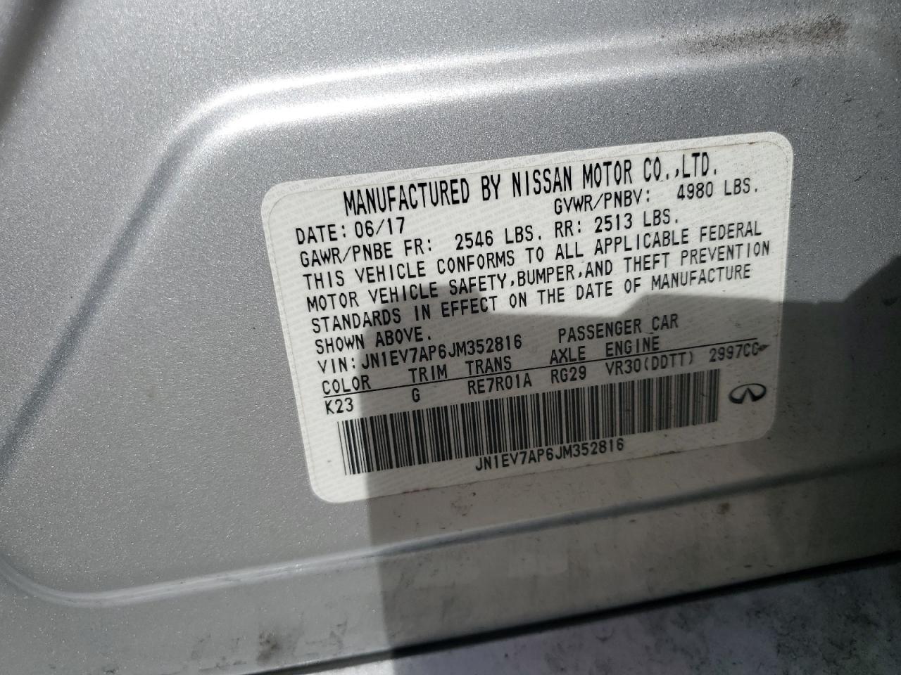 JN1EV7AP6JM352816 2018 Infiniti Q50 Luxe