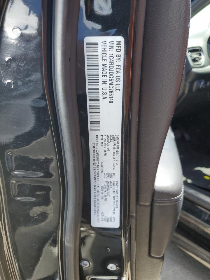 1C4RDJDG6MC766148 2021 Dodge Durango Gt