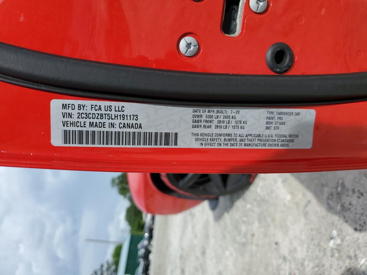 2C3CDZBT5LH191173 2020 Dodge Challenger R/T