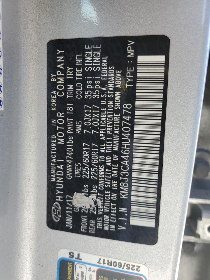 KM8J3CA46HU407478 2017 Hyundai Tucson Limited