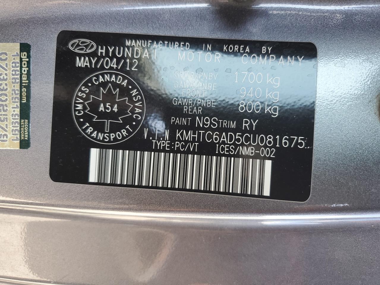 KMHTC6AD5CU081675 2012 Hyundai Veloster