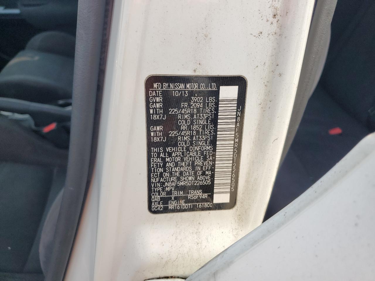 JN8AF5MR5DT226505 2013 Nissan Juke S