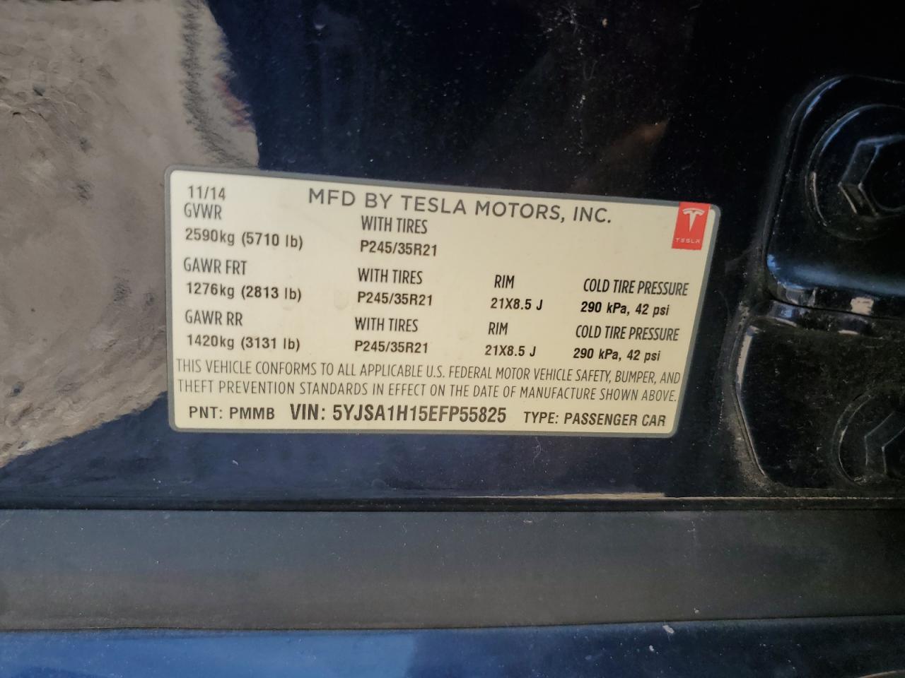 5YJSA1H15EFP55825 2014 Tesla Model S