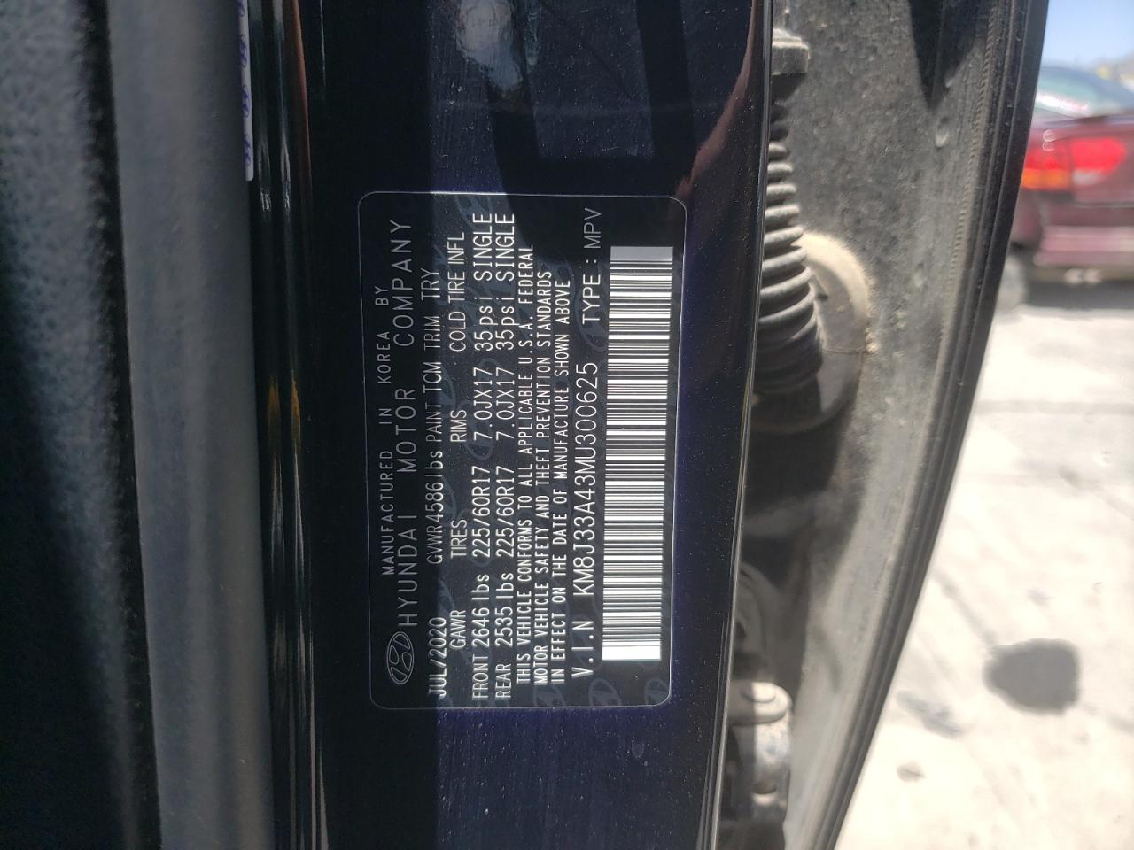 2021 Hyundai Tucson Limited vin: KM8J33A43MU300625