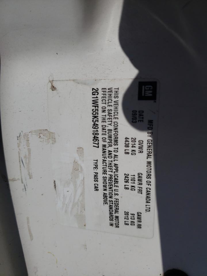 2G1WF55K549184677 2004 Chevrolet Impala