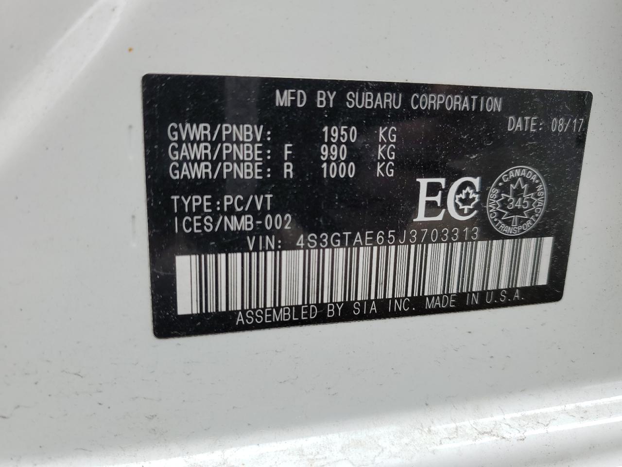 4S3GTAE65J3703313 2018 Subaru Impreza Premium Plus