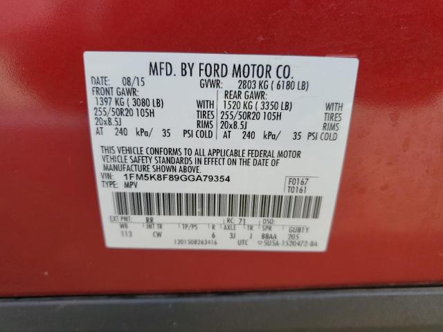 2016 Ford Explorer Limited VIN: 1FM5K8F89GGA79354 Lot: 57535604