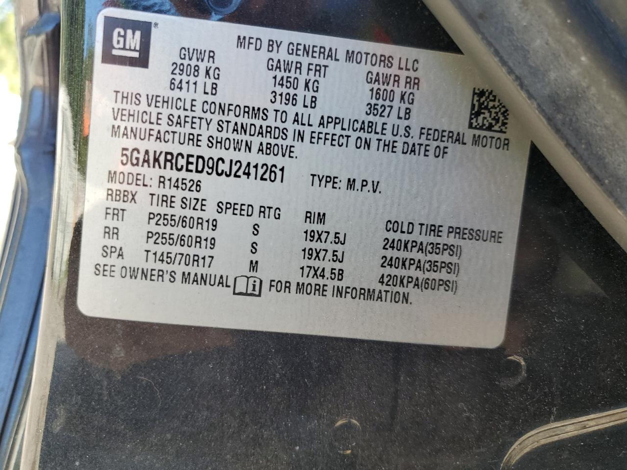 5GAKRCED9CJ241261 2012 Buick Enclave