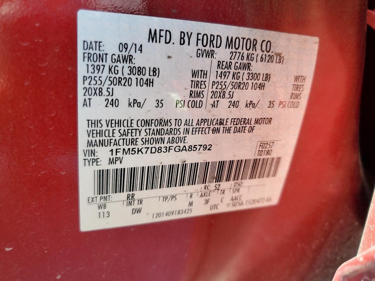 1FM5K7D83FGA85792 2015 Ford Explorer Xlt