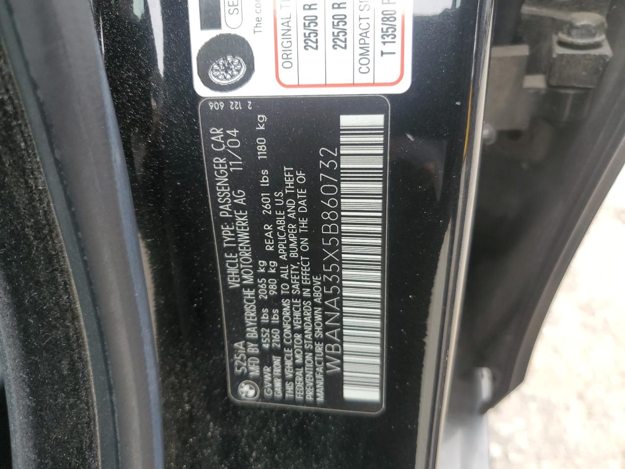 WBANA535X5B860732 2005 BMW 525 I