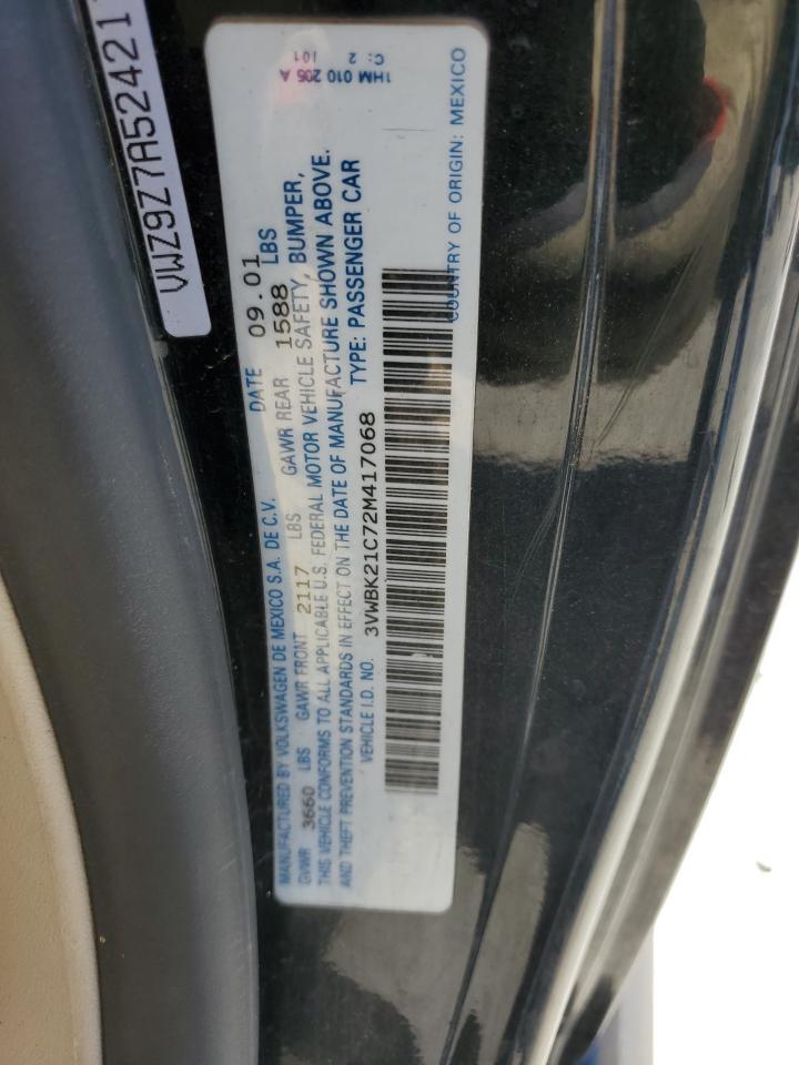 3VWBK21C72M417068 2002 Volkswagen New Beetle Gl