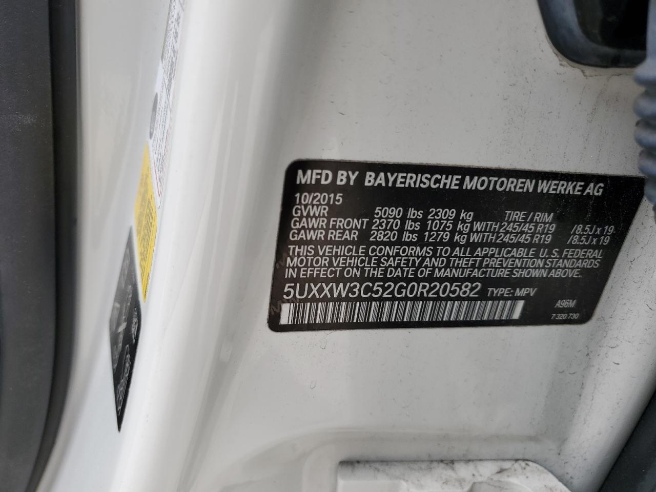 5UXXW3C52G0R20582 2016 BMW X4 xDrive28I