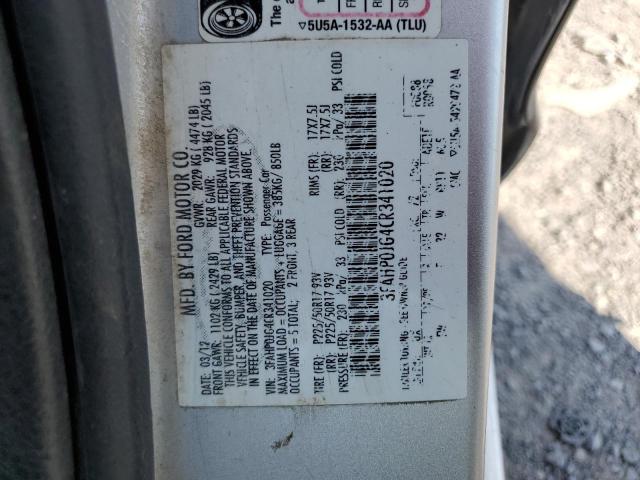 2012 Ford Fusion Sel VIN: 3FAHP0JG4CR341020 Lot: 59215504