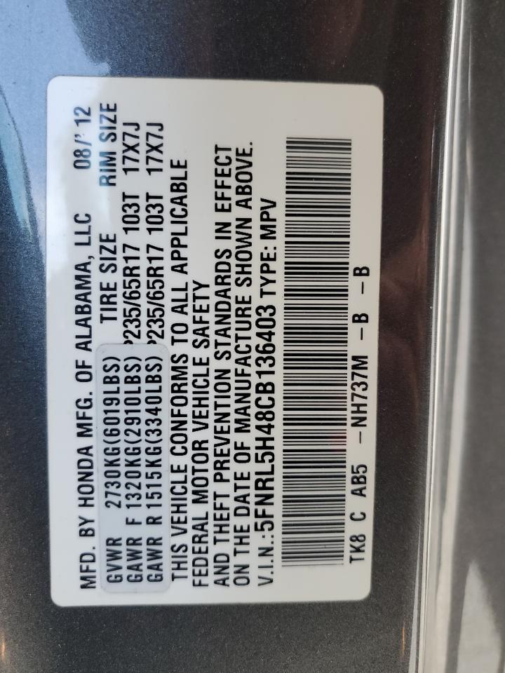 5FNRL5H48CB136403 2012 Honda Odyssey Ex