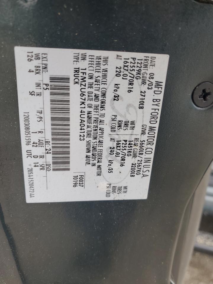 1FMZU67K14UA04123 2004 Ford Explorer Sport Trac