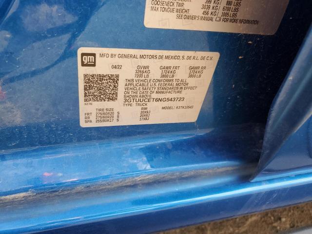 2022 GMC Sierra K1500 Elevation VIN: 3GTUUCET6NG543723 Lot: 57728794