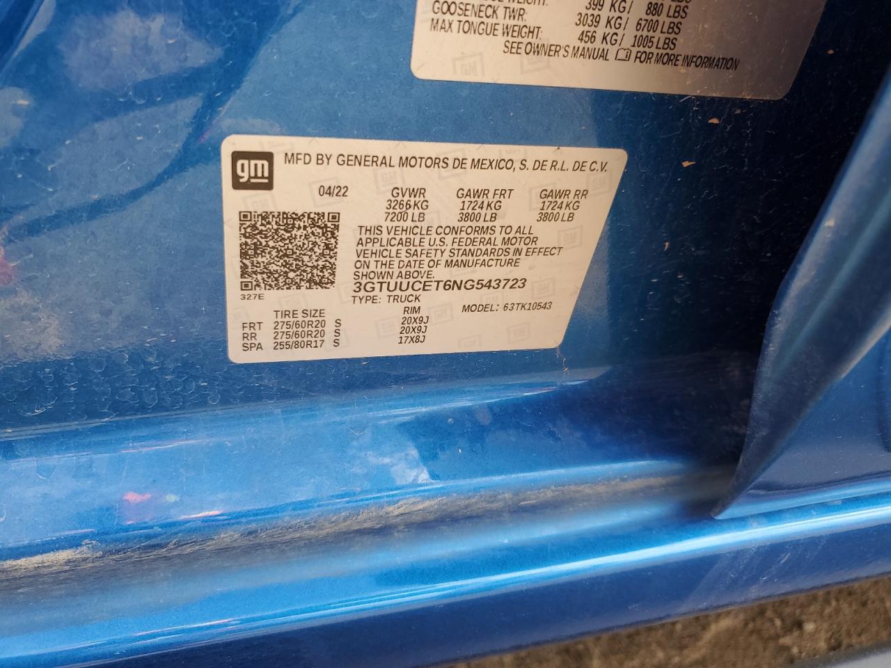 3GTUUCET6NG543723 2022 GMC Sierra K1500 Elevation