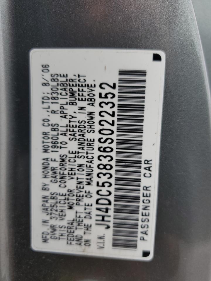 JH4DC53836S022352 2006 Acura Rsx