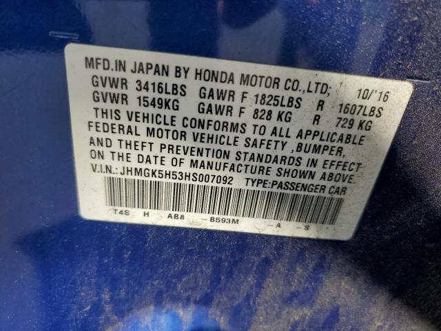 2017 Honda Fit Lx VIN: JHMGK5H53HS007092 Lot: 58360524
