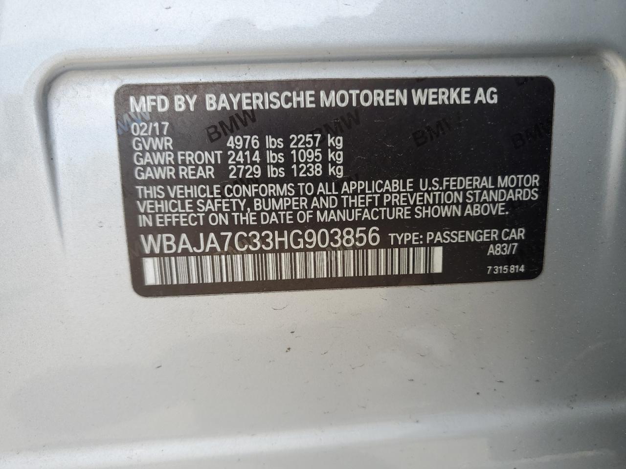 WBAJA7C33HG903856 2017 BMW 530 Xi