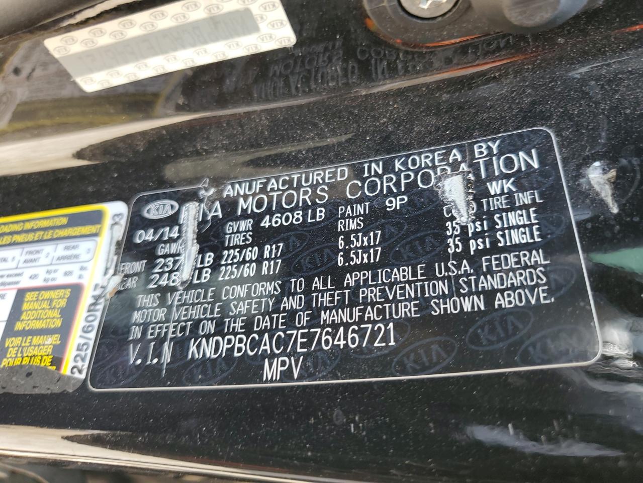 KNDPBCAC7E7646721 2014 Kia Sportage Lx