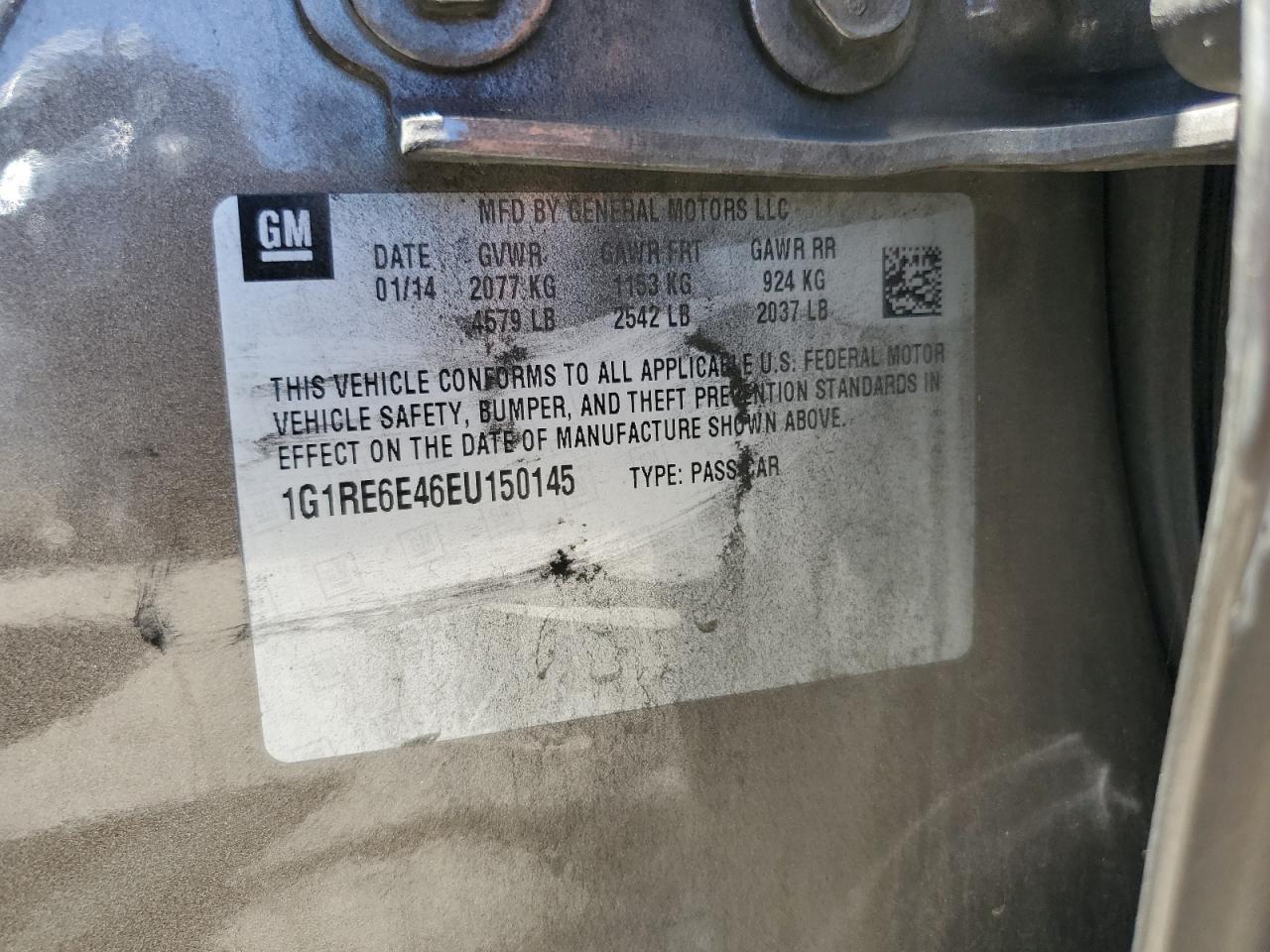 1G1RE6E46EU150145 2014 Chevrolet Volt