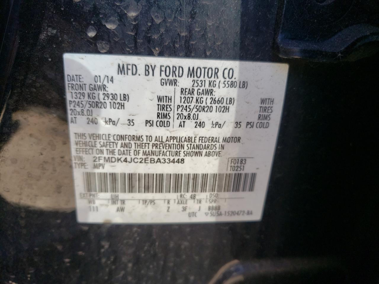 2FMDK4JC2EBA33448 2014 Ford Edge Sel