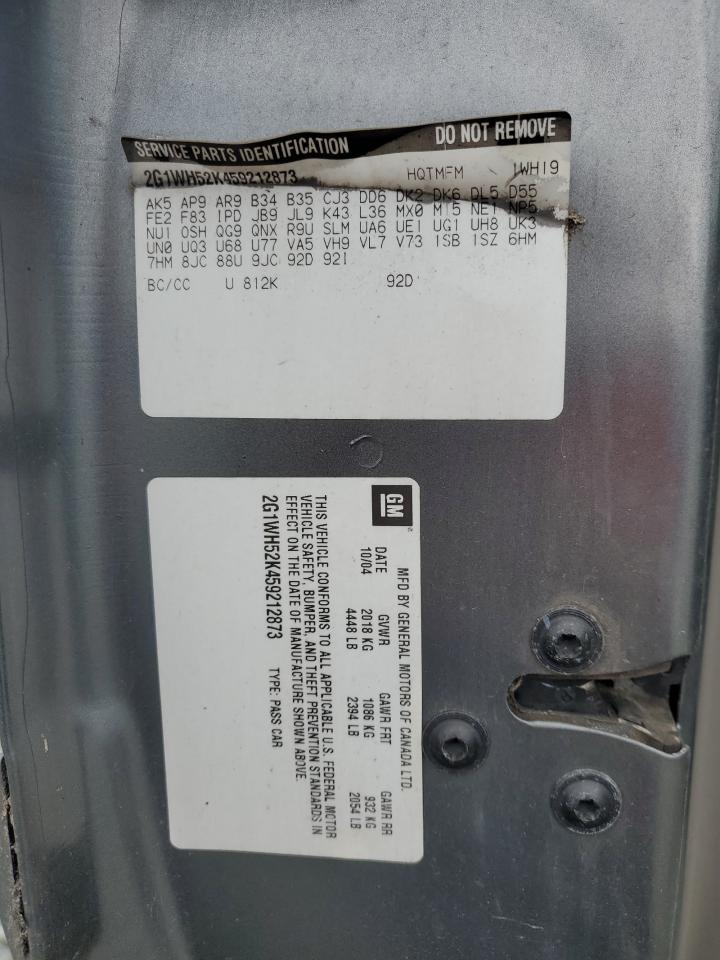 2G1WH52K459212873 2005 Chevrolet Impala Ls