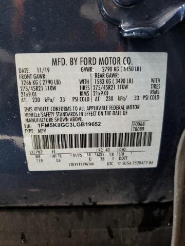 2020 Ford Explorer St VIN: 1FM5K8GC3LGB19652 Lot: 57249704