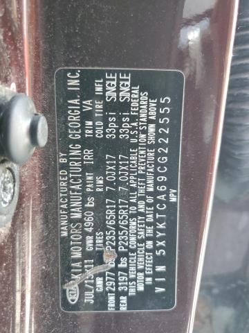 2012 Kia Sorento Base VIN: 5XYKTCA69CG222555 Lot: 55762834