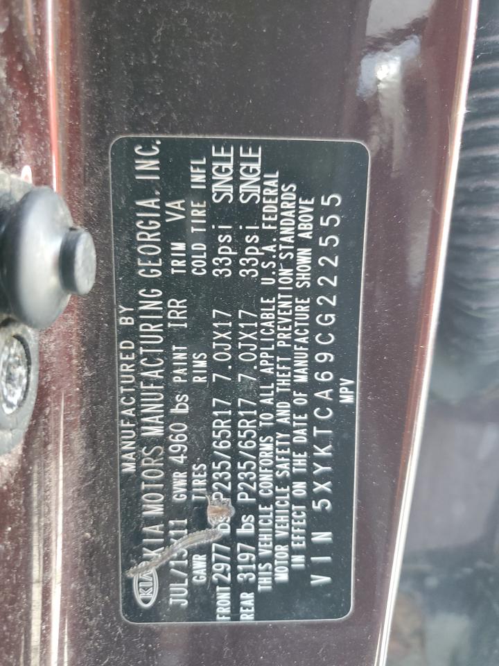 5XYKTCA69CG222555 2012 Kia Sorento Base