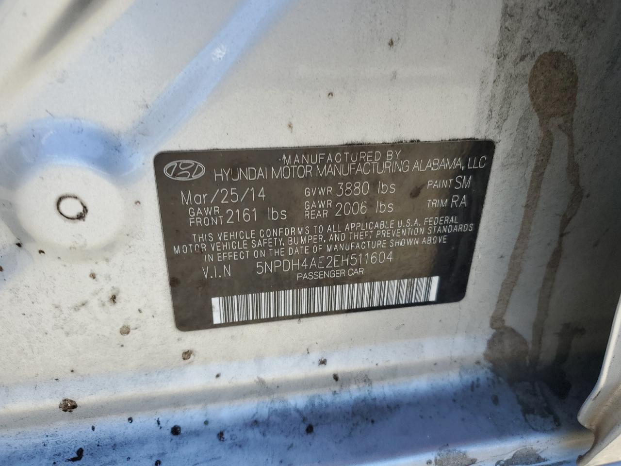 5NPDH4AE2EH511604 2014 Hyundai Elantra Se