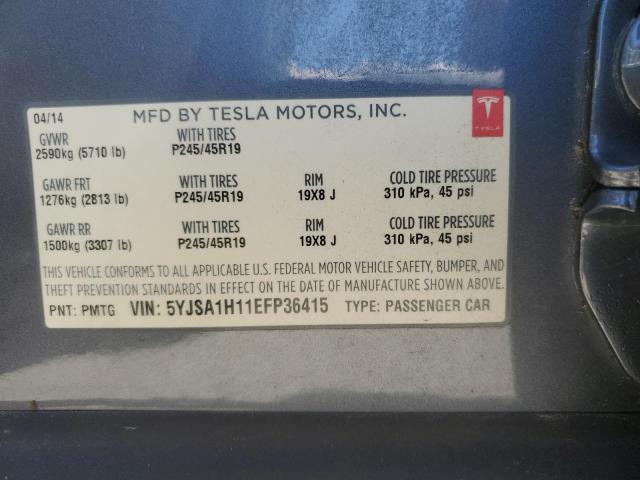 2014 Tesla Model S VIN: 5YJSA1H11EFP36415 Lot: 57557554