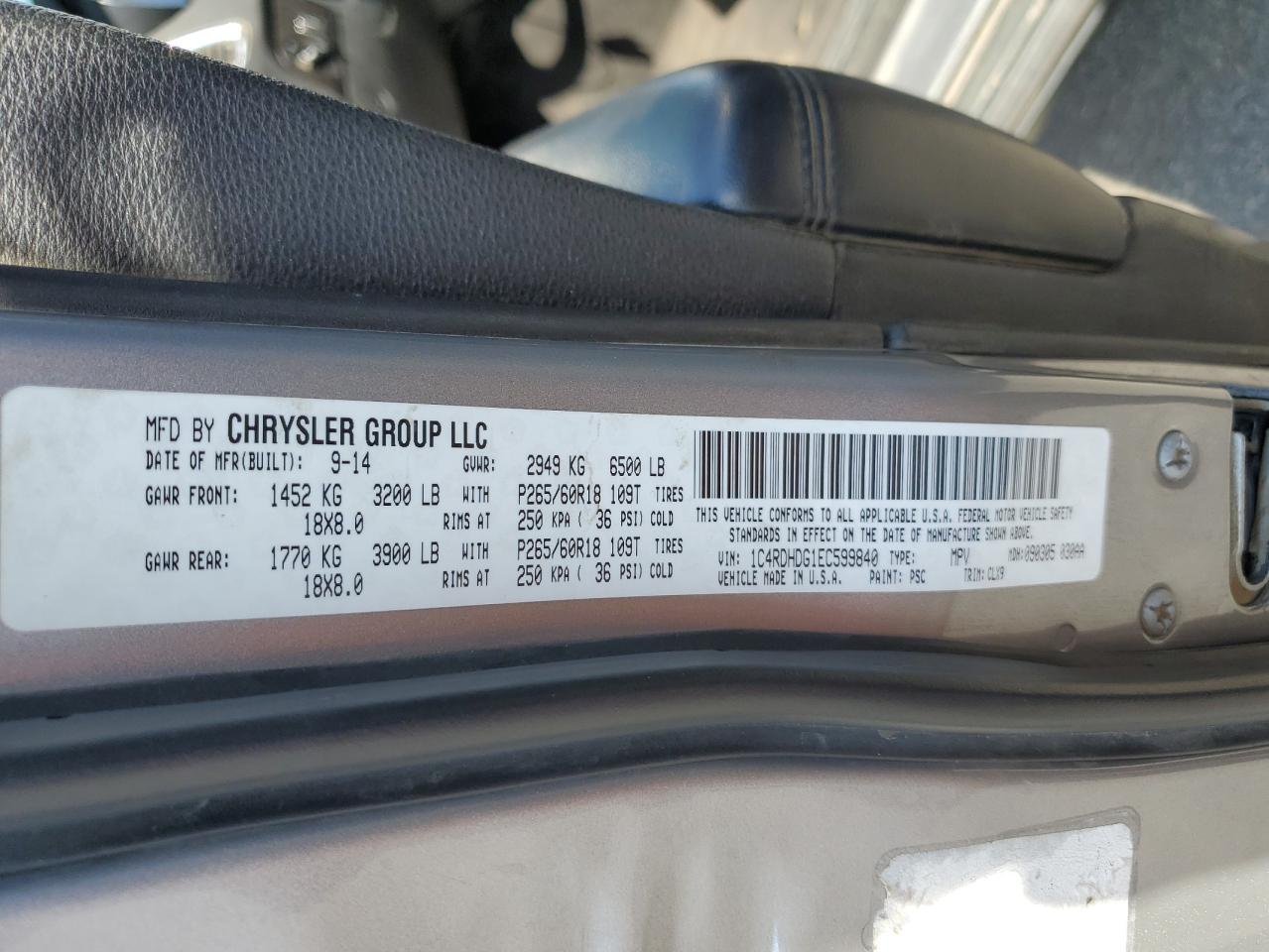 1C4RDHDG1EC599840 2014 Dodge Durango Limited