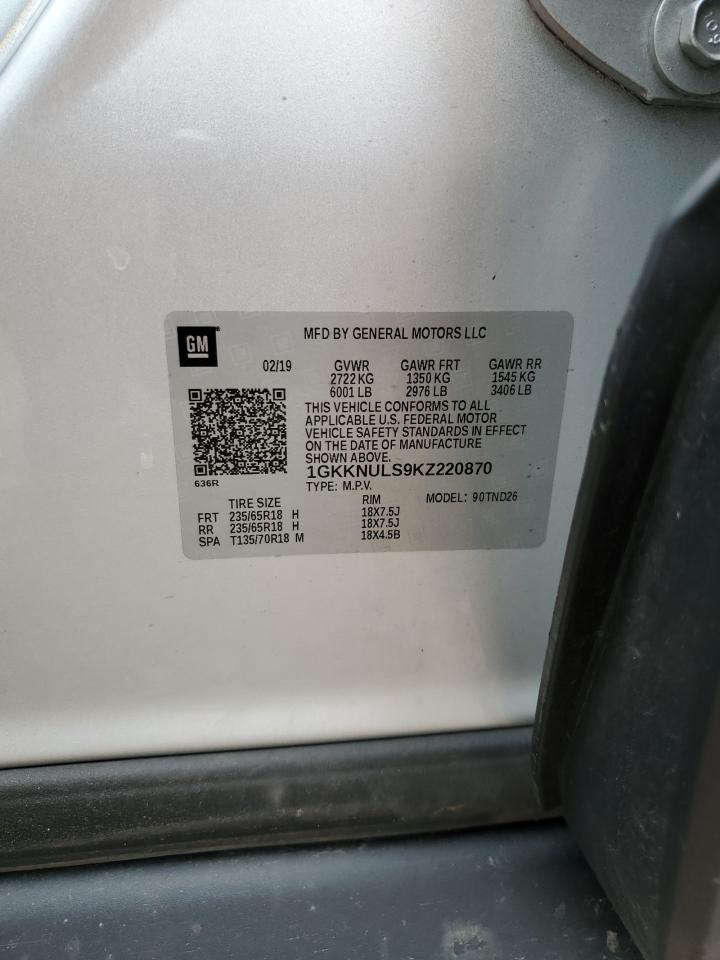 1GKKNULS9KZ220870 2019 GMC Acadia Slt-1