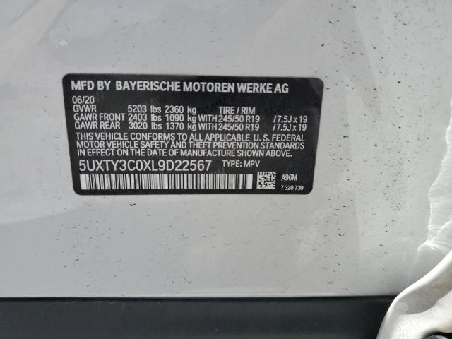 2020 BMW X3 Sdrive30I VIN: 5UXTY3C0XL9D22567 Lot: 59321624