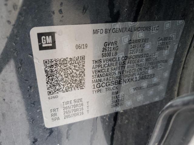 2019 Chevrolet Colorado VIN: 1GCGSBENXK1348233 Lot: 60838424