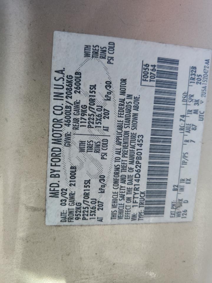 1FTYR14D62PB01453 2002 Ford Ranger Super Cab