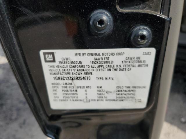 2003 Chevrolet Tahoe C1500 VIN: 1GNEC13Z23R254670 Lot: 58828064