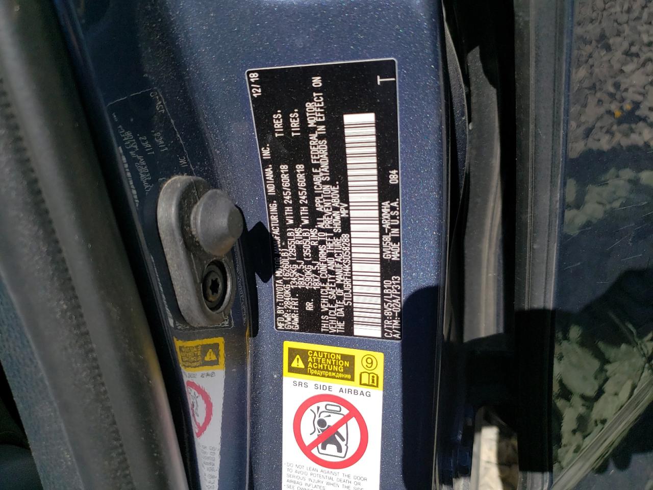 5TDJGRFH4KS058288 2019 Toyota Highlander Hybrid