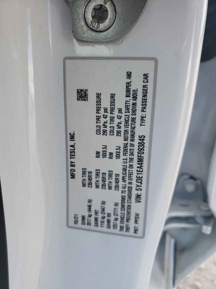 5YJ3E1EA4MF093845 2021 Tesla Model 3