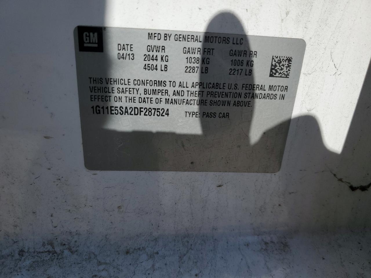 1G11E5SA2DF287524 2013 Chevrolet Malibu 2Lt
