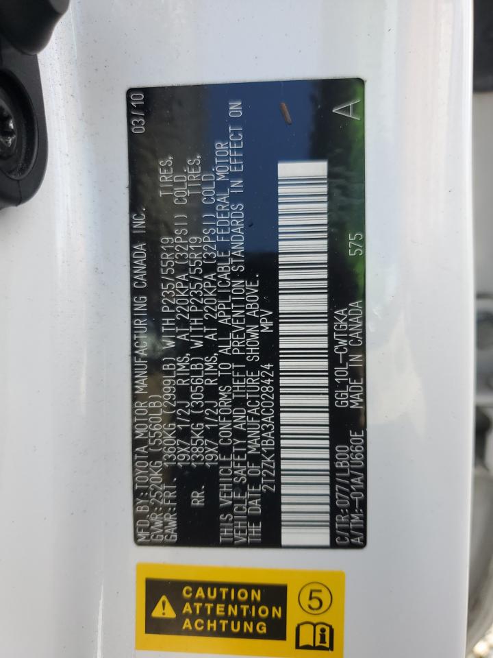 2T2ZK1BA3AC028424 2010 Lexus Rx 350