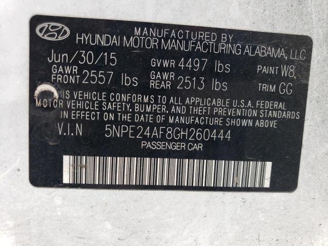 2016 Hyundai Sonata Se VIN: 5NPE24AF8GH260444 Lot: 58791034