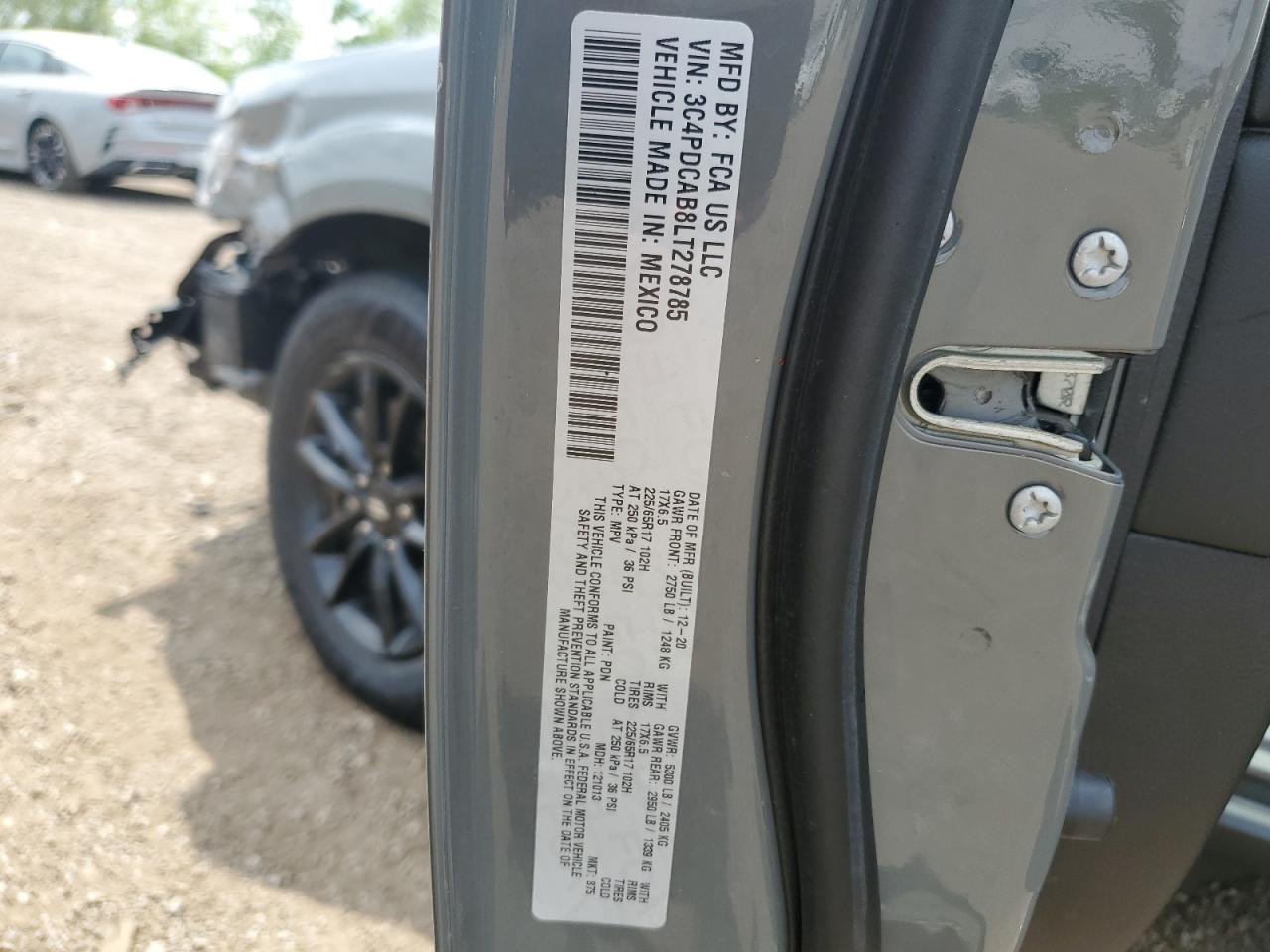 3C4PDCAB8LT278785 2020 Dodge Journey Se