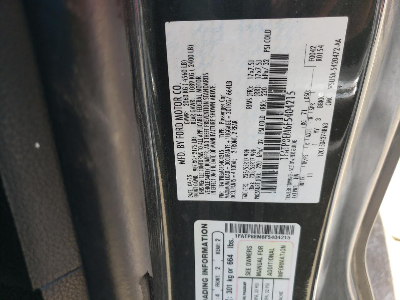 1FATP8EM6F5404215 2015 Ford Mustang