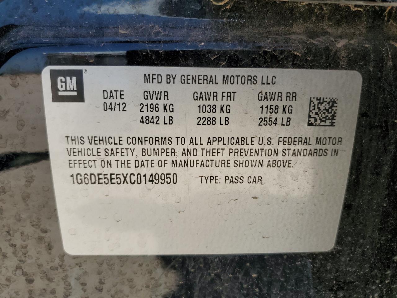 1G6DE5E5XC0149950 2012 Cadillac Cts Luxury Collection