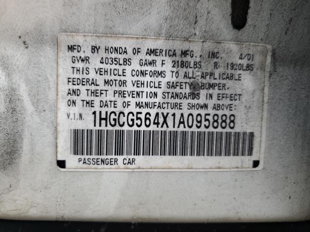 2001 Honda Accord Lx VIN: 1HGCG564X1A095888 Lot: 59936044