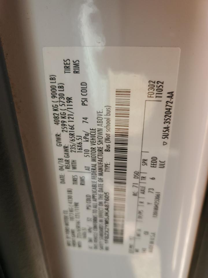 1FBZX2YM5JKA87605 2018 Ford Transit T-350