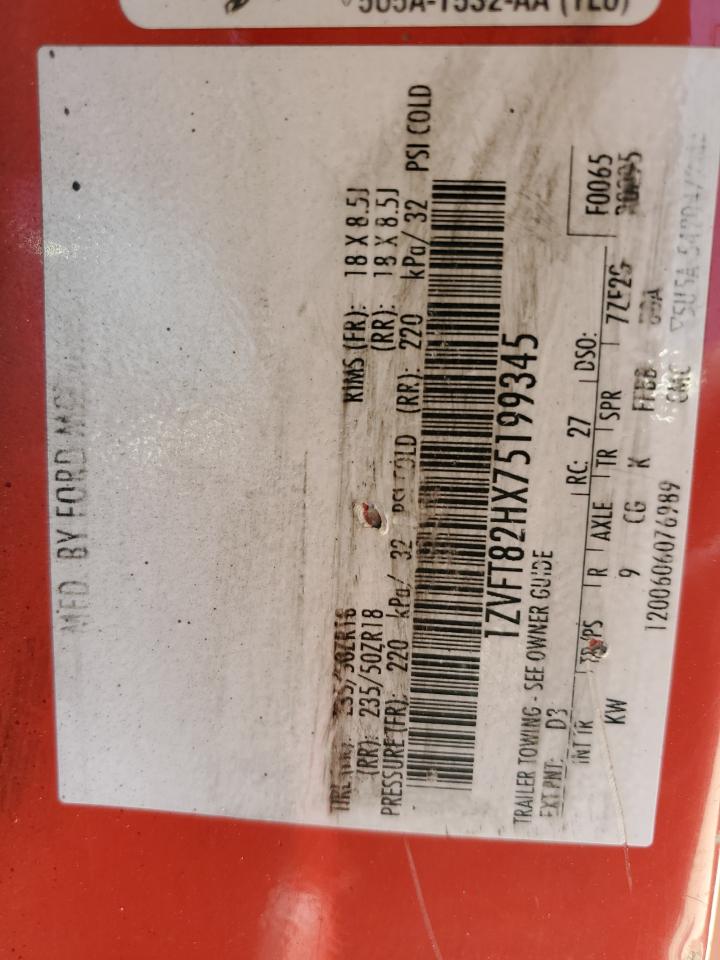 1ZVFT82HX75199345 2007 Ford Mustang Gt